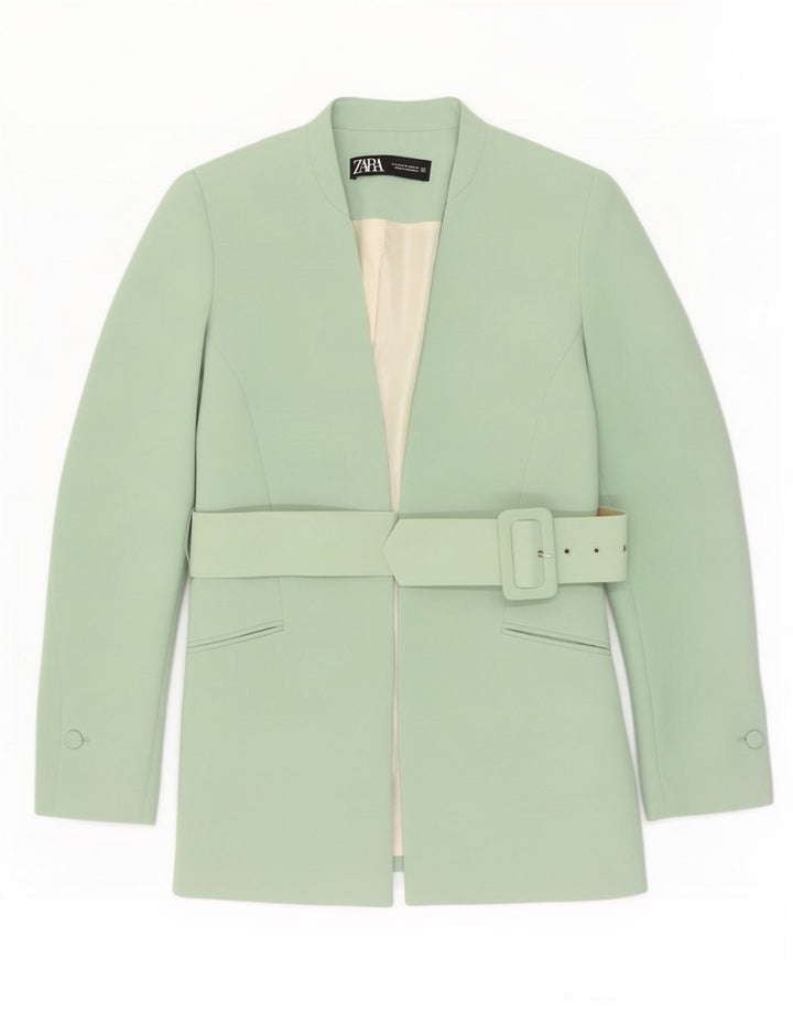 Zara Womens Blazer Jacket UK 14 Medium Green Polyester