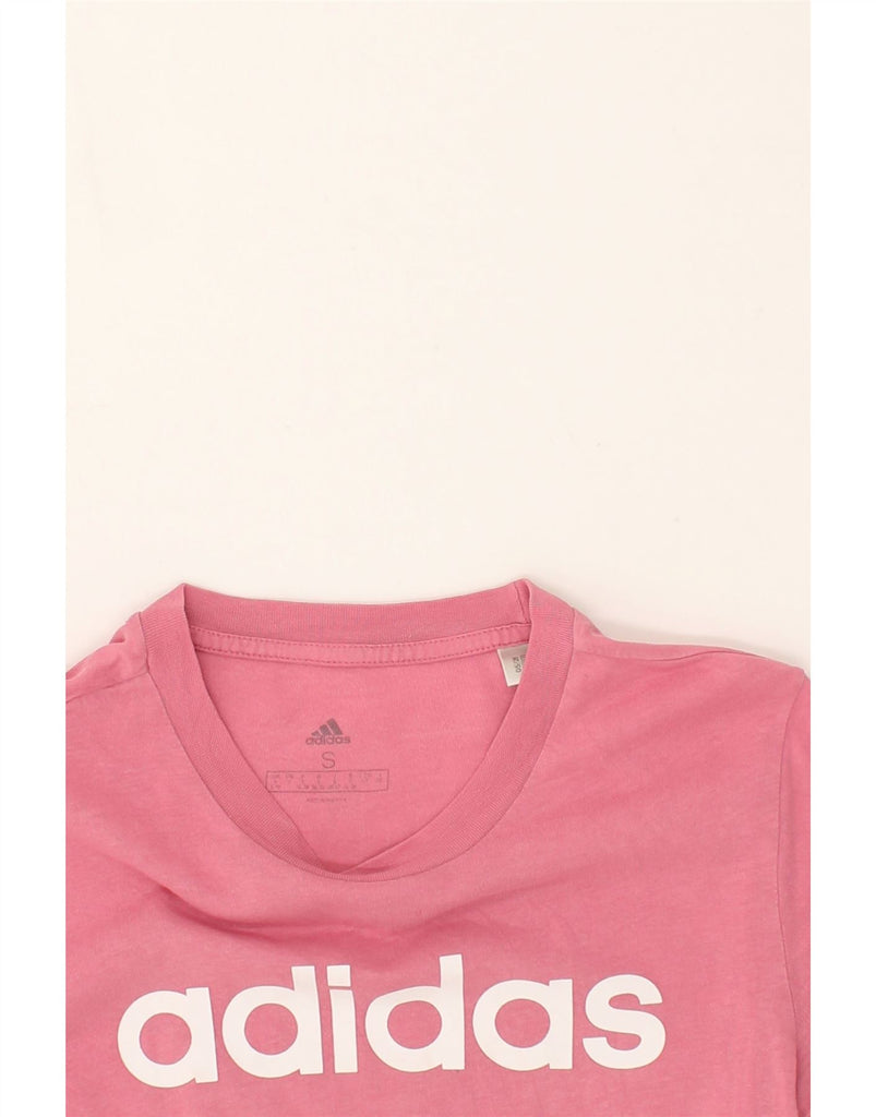 ADIDAS Womens Graphic T-Shirt Top UK 8/10 Small Pink Cotton | Vintage Adidas | Thrift | Second-Hand Adidas | Used Clothing | Messina Hembry 