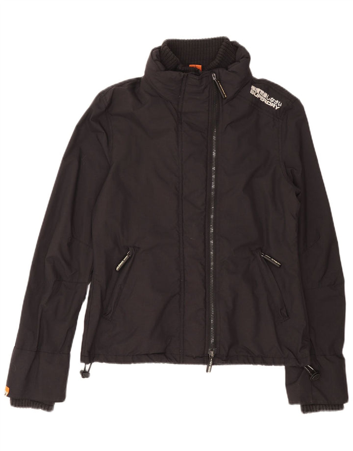 Superdry Womens Rain Jacket UK 14 Medium Grey Nylon