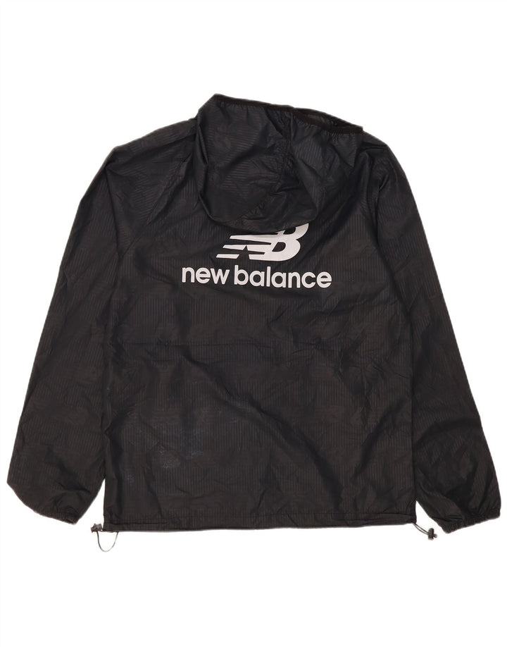 New Balance Mens Graphic Hooded Rain Jacket UK 36 Small Black Polyester