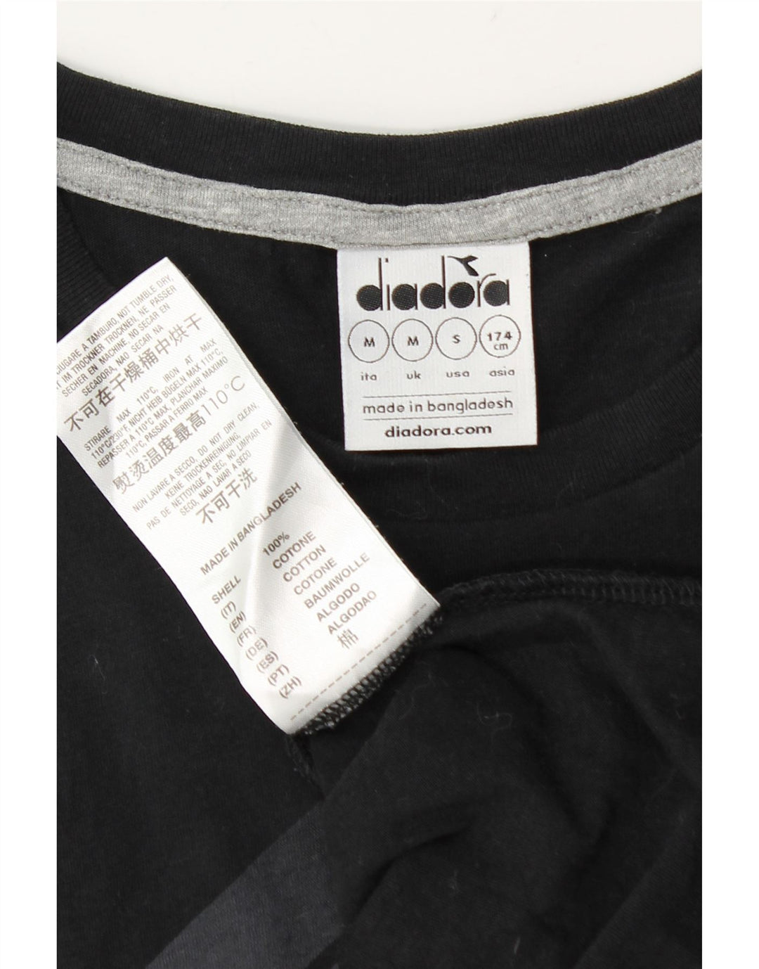 Diadora Mens Graphic T-Shirt Top Medium Black Cotton