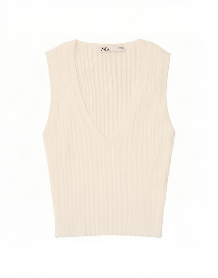 Zara Womens Vest Top UK 8 Small White