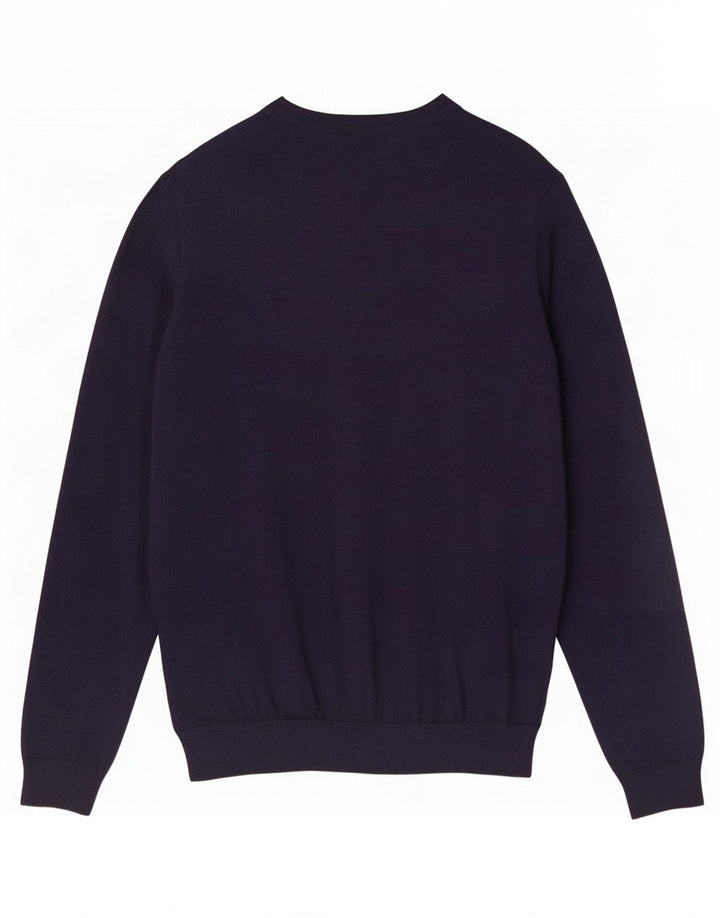 Marks & Spencer Mens Boat Neck Jumper Sweater Medium Navy Blue Merino Wool