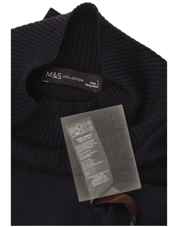 Marks & Spencer Womens Turtle Neck Jumper Sweater UK 16 Large Navy Blue
