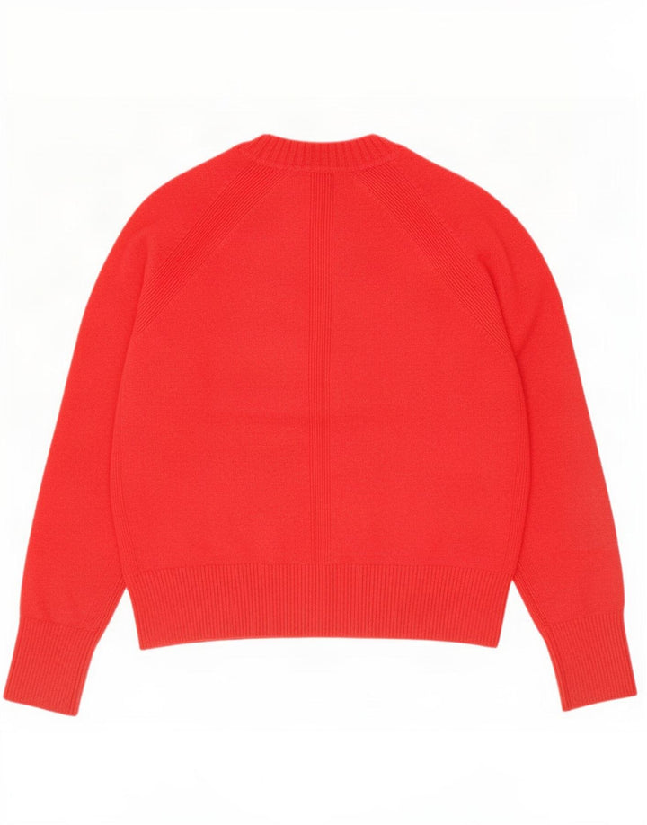 John Lewis Womens Crew Neck Jumper Sweater UK 12 Medium Red Polyester