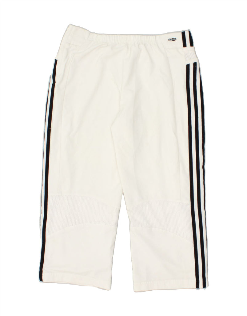 ADIDAS Womens Crop Tracksuit Trousers UK 10 Small  White Polyester | Vintage Adidas | Thrift | Second-Hand Adidas | Used Clothing | Messina Hembry 