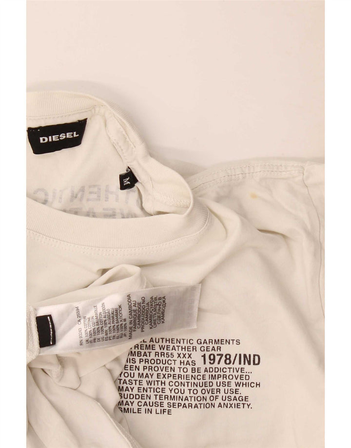 Diesel Mens Graphic T-Shirt Top Medium White Cotton