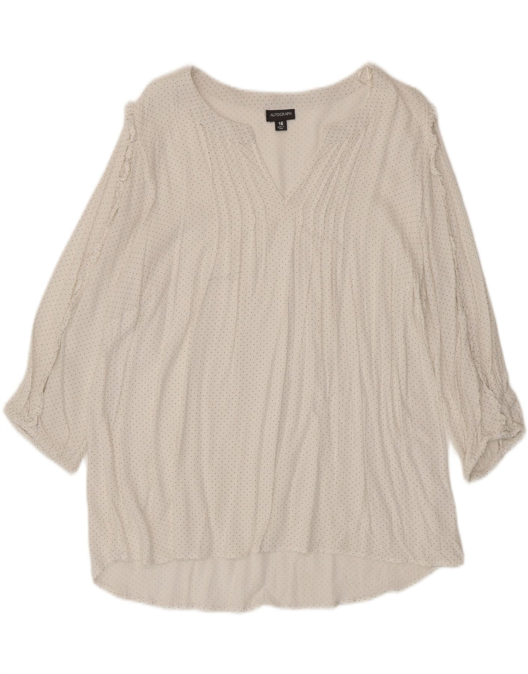 Autograph  Womens 3/4 Sleeve Blouse Top UK 16 Large White Spotted Viscose