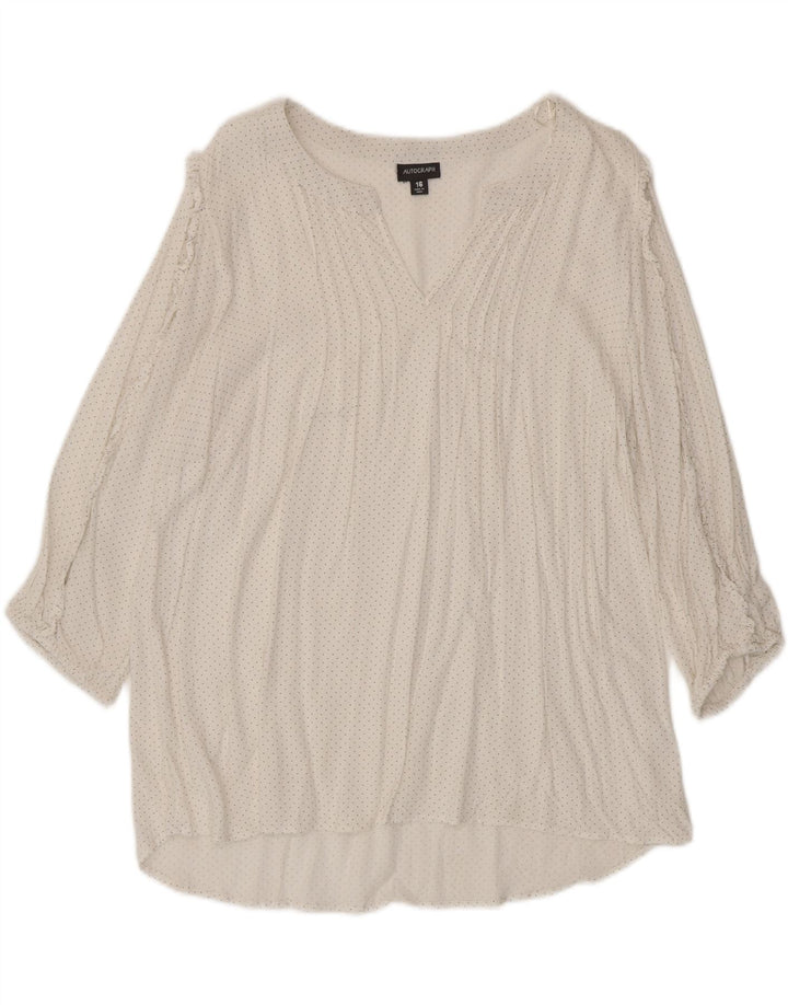 Autograph  Womens 3/4 Sleeve Blouse Top UK 16 Large White Spotted Viscose