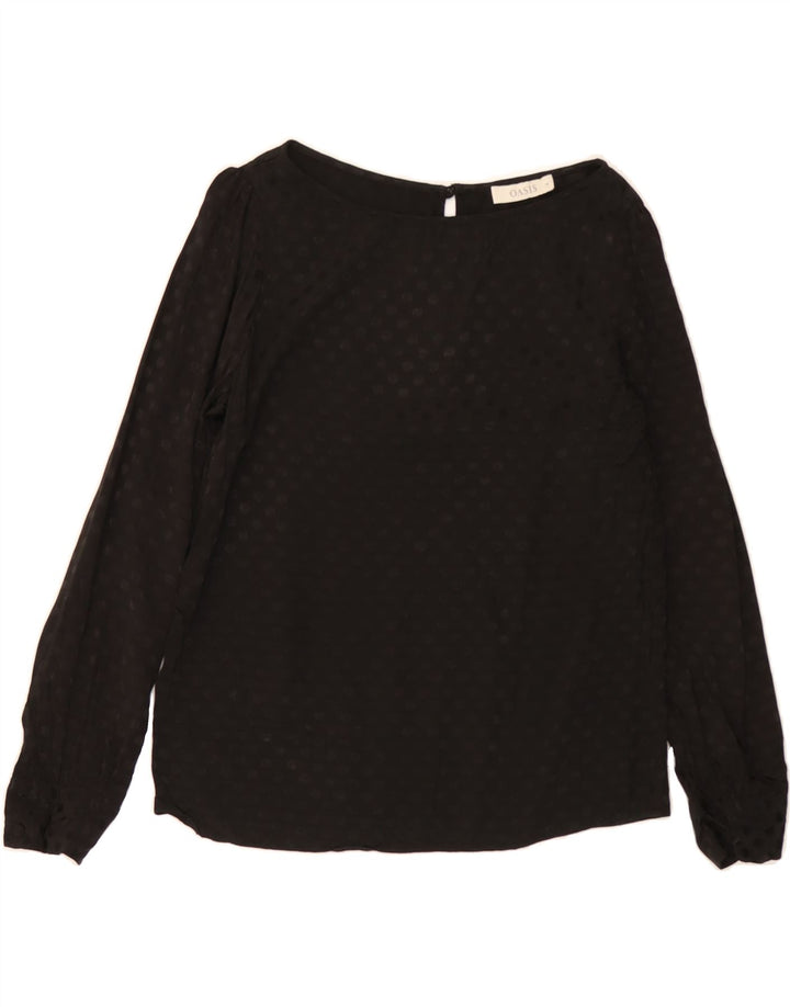 OASIS Womens Long Sleeve Blouse Top UK 10 Small Black Polka Dot Viscose Vintage Oasis and Second-Hand Oasis from Messina Hembry 