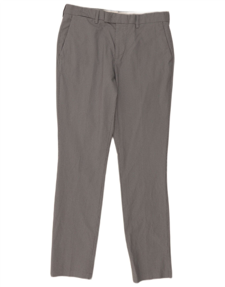 Reiss Womens Slim Suit Trousers W32 L32 Grey Houndstooth Cotton