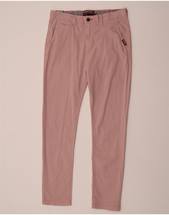 Superdry Mens Slim Chino Trousers W33 L32 Pink Cotton