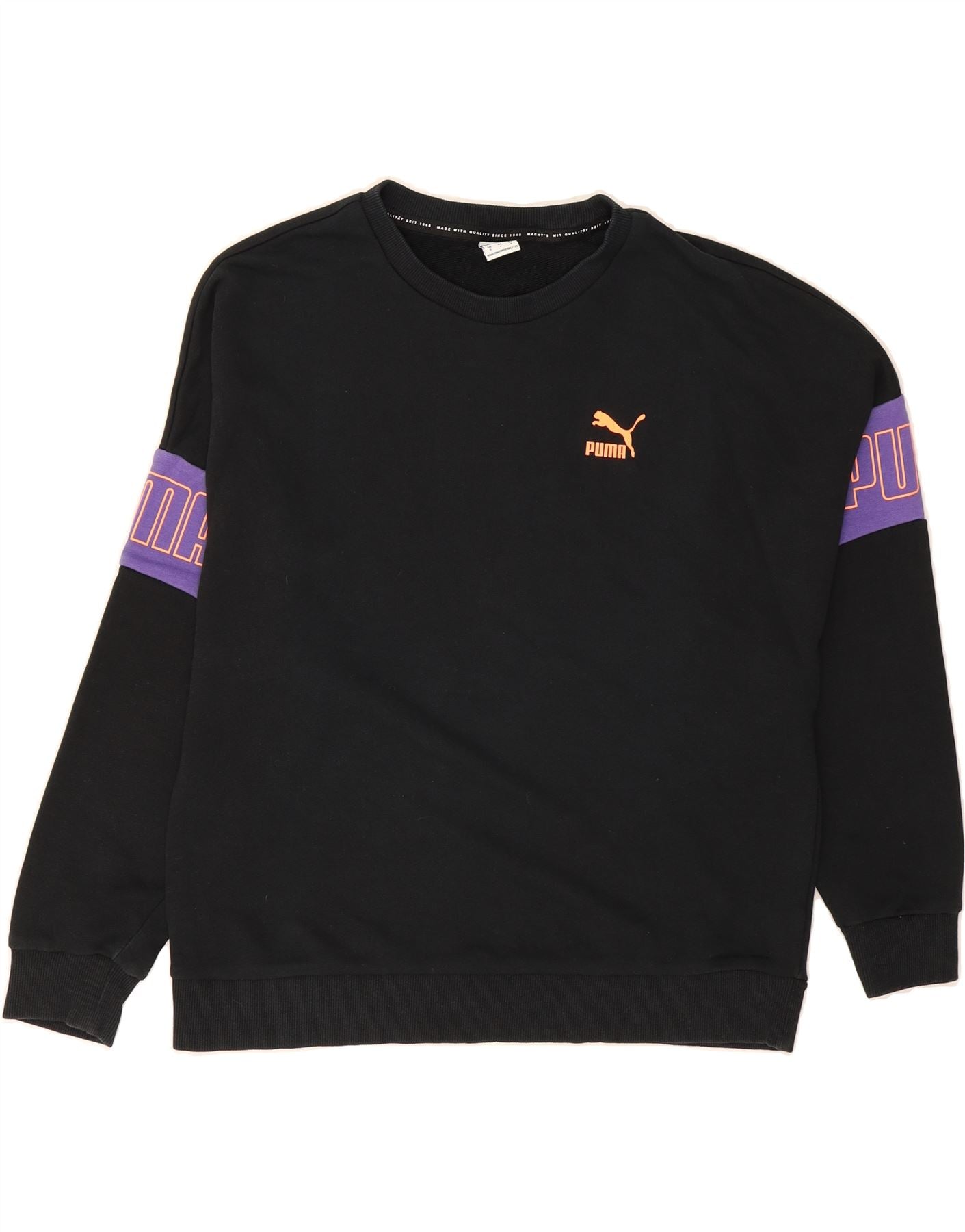 PUMA Womens Oversized Sweatshirt Jumper UK 10 Small Black