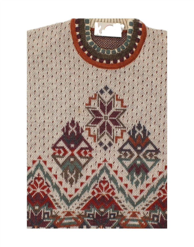 BOGNER Womens Crew Neck Jumper Sweater EU 38 Medium Beige Fair Isle Wool | Vintage Bogner | Thrift | Second-Hand Bogner | Used Clothing | Messina Hembry 