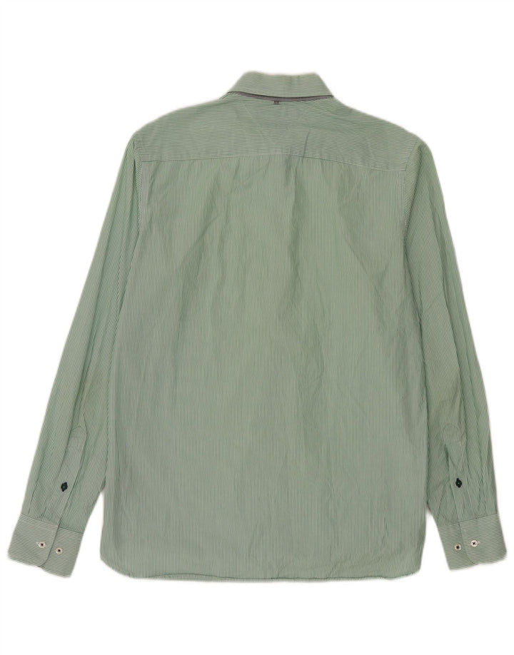 Tommy Hilfiger Mens Custom Fit Shirt Small Green Striped Cotton