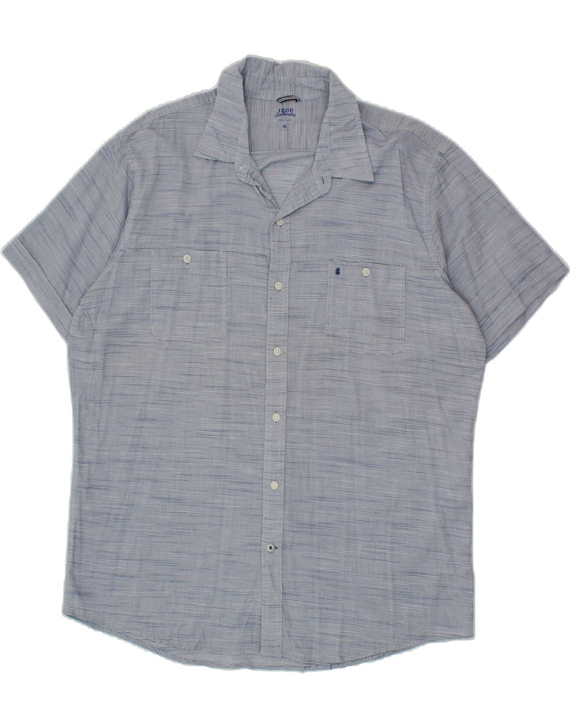 IZOD Mens Short Sleeve Shirt XL Blue Pinstripe Cotton Vintage Izod and Second-Hand Izod from Messina Hembry 