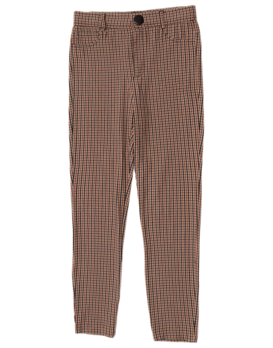 Zara Womens Slim Casual Trousers Medium W28 L27 Brown Houndstooth Viscose