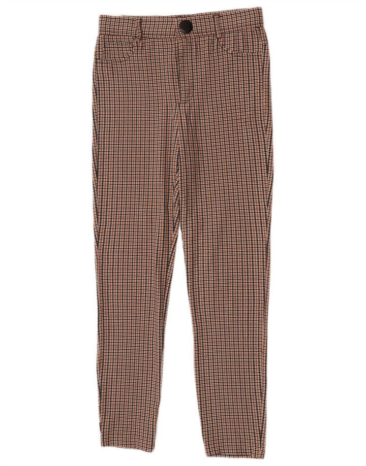 Zara Womens Slim Casual Trousers Medium W28 L27 Brown Houndstooth Viscose