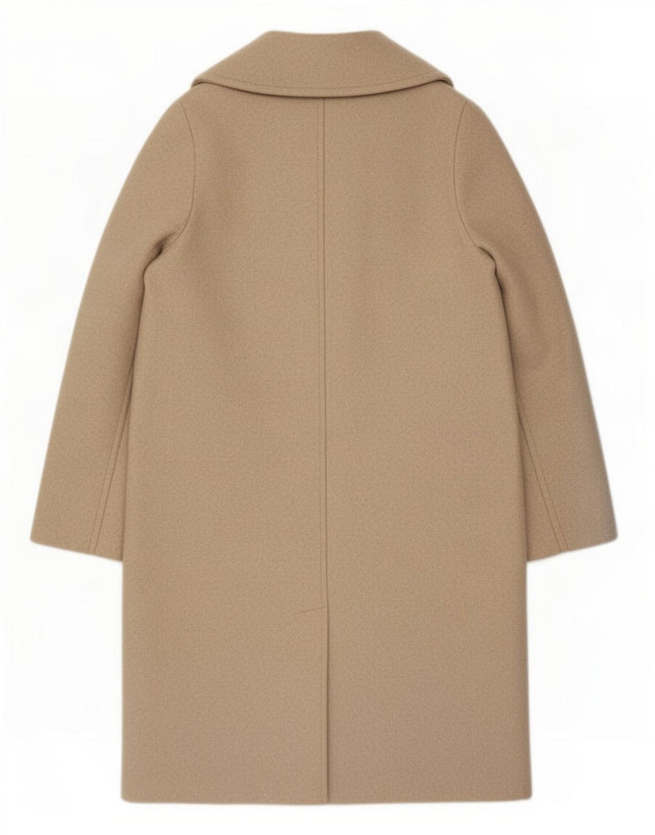 Zara Womens Open Overcoat UK 10 Small Beige Polyester