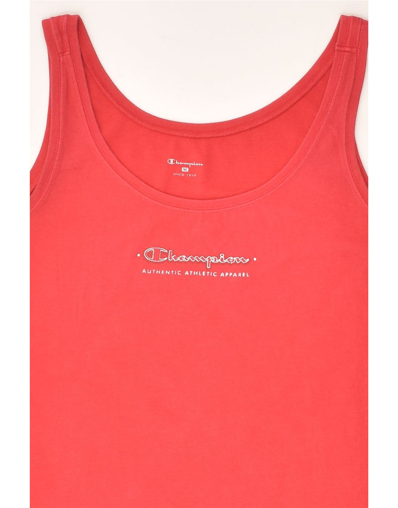 CHAMPION Womens Slim Crop Graphic Vest Top UK 18 XL Red Cotton | Vintage Champion | Thrift | Second-Hand Champion | Used Clothing | Messina Hembry 