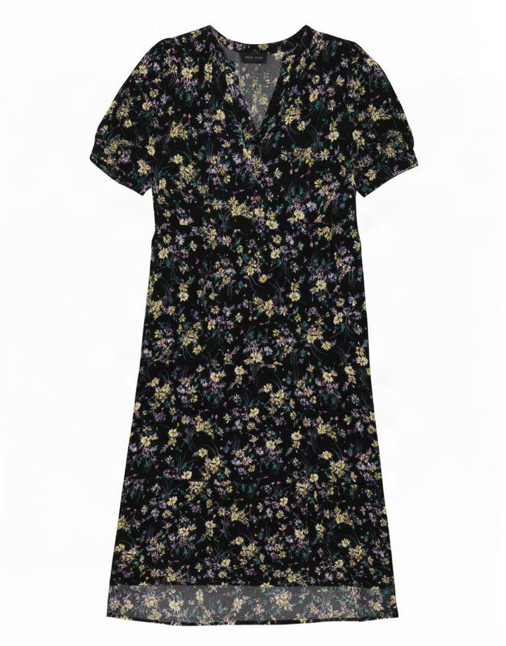 Marks & Spencer Womens Maxi Dress UK 12 Medium Black Floral Viscose