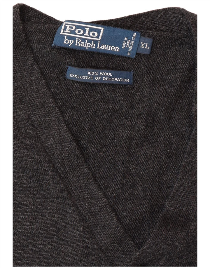 Polo Ralph Lauren Mens Cardigan Sweater XL Grey Wool