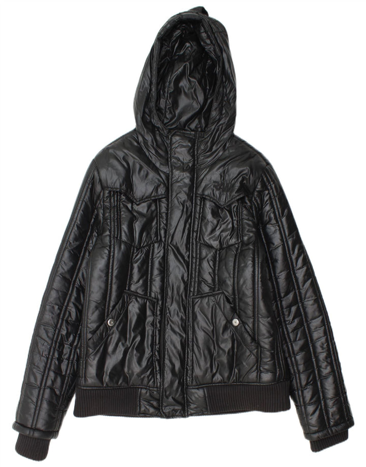 G-STAR Womens Hooded Padded Jacket UK 16 Large Black Polyamide