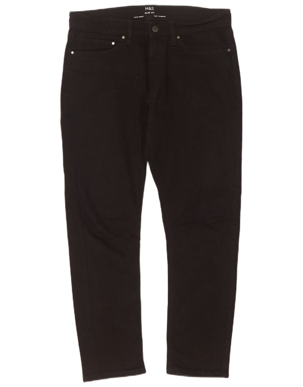 Marks & Spencer Mens Slim Jeans W32 L29 Black Cotton