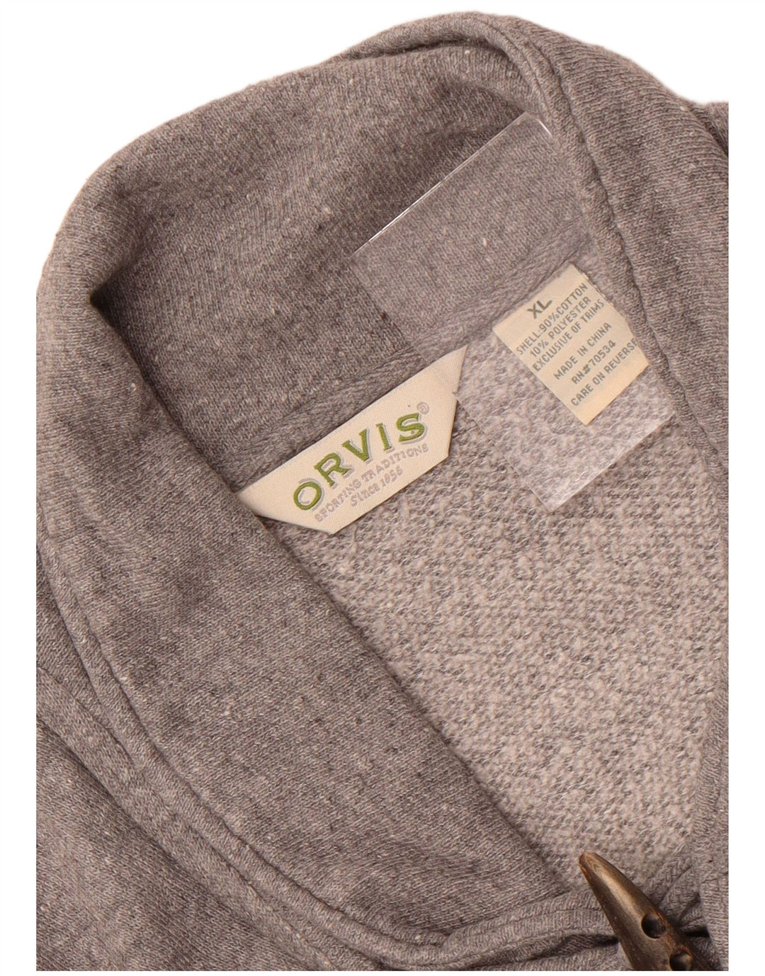 Orvis Mens Shawl Neck Sweatshirt Jumper XL Grey Cotton