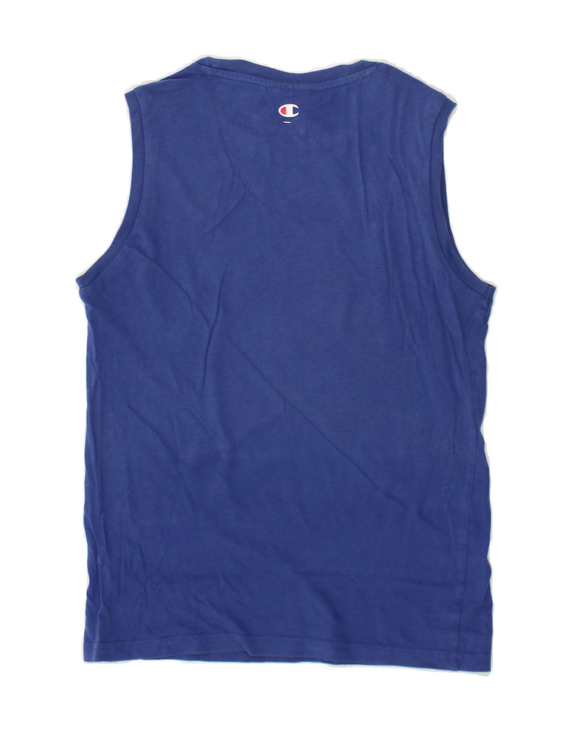 CHAMPION Boys Graphic Vest Top 9-10 Years Medium Blue Cotton | Vintage Champion | Thrift | Second-Hand Champion | Used Clothing | Messina Hembry 