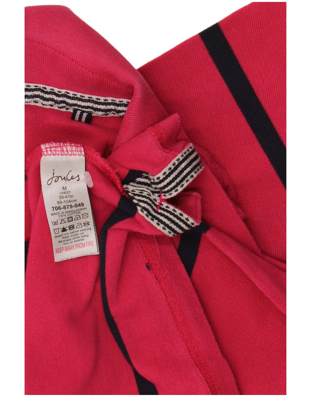 JOULES Mens Polo Shirt Medium Pink Striped Cotton