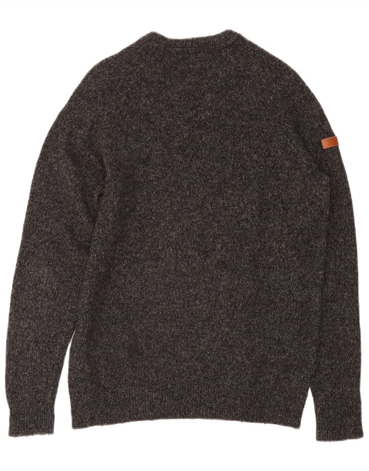 Superdry Mens Crew Neck Jumper Sweater Medium Grey Flecked Wool