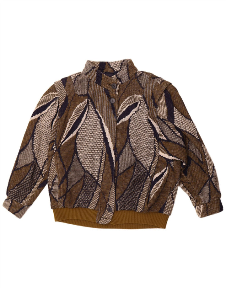 Stadick Womens Oversized Abstract Pattern Bomber Jacket UK 10 Small Khaki