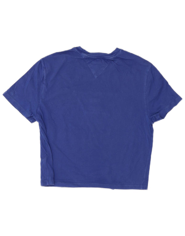 Tommy Hilfiger Womens Crop Graphic T-Shirt Top UK 12 Medium Blue Cotton
