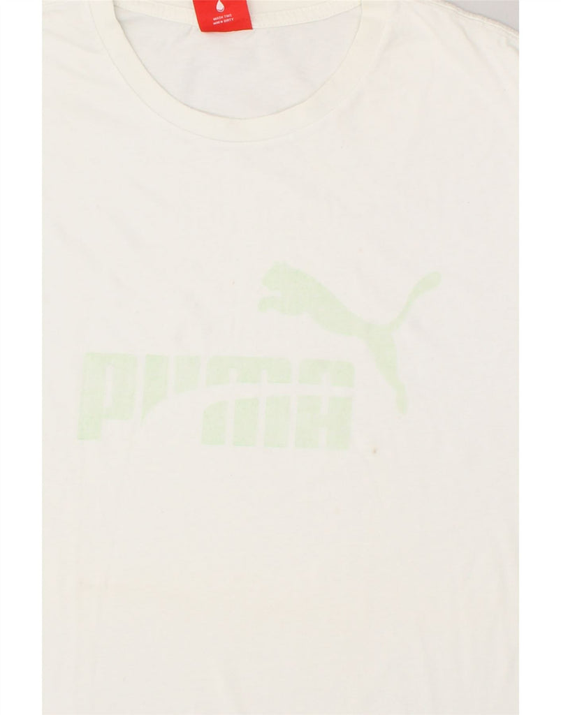 PUMA Mens Graphic T-Shirt Top 2XL White | Vintage Puma | Thrift | Second-Hand Puma | Used Clothing | Messina Hembry 