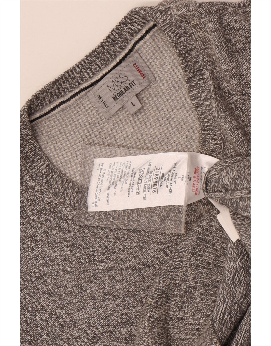 Marks & Spencer Mens Crew Neck Jumper Sweater Large Grey Flecked