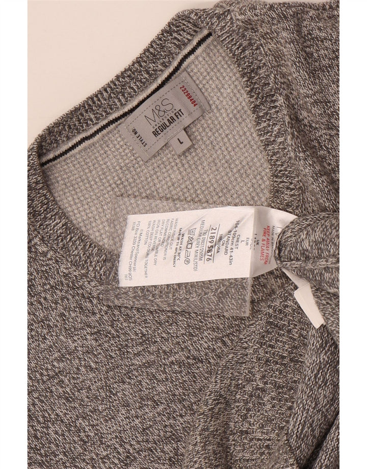 Marks & Spencer Mens Crew Neck Jumper Sweater Large Grey Flecked