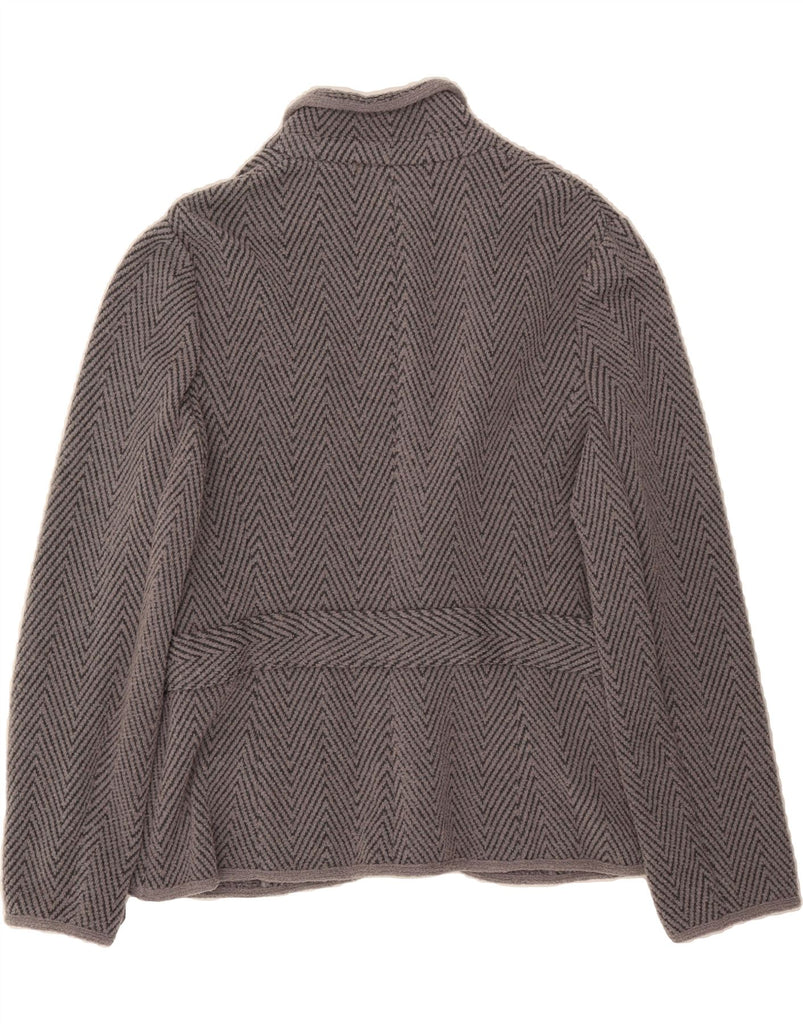 LUISA SPAGNOLI Womens Knit 1 Button Blazer Jacket UK 16 Large Grey Chevron Vintage Luisa Spagnoli and Second-Hand Luisa Spagnoli from Messina Hembry 