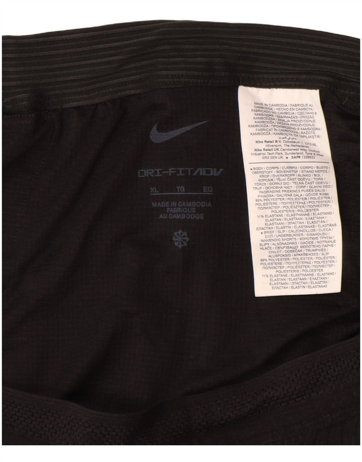 NIKE Womens Dri Fit Leggings UK 18 XL  Black Pinstripe Polyester