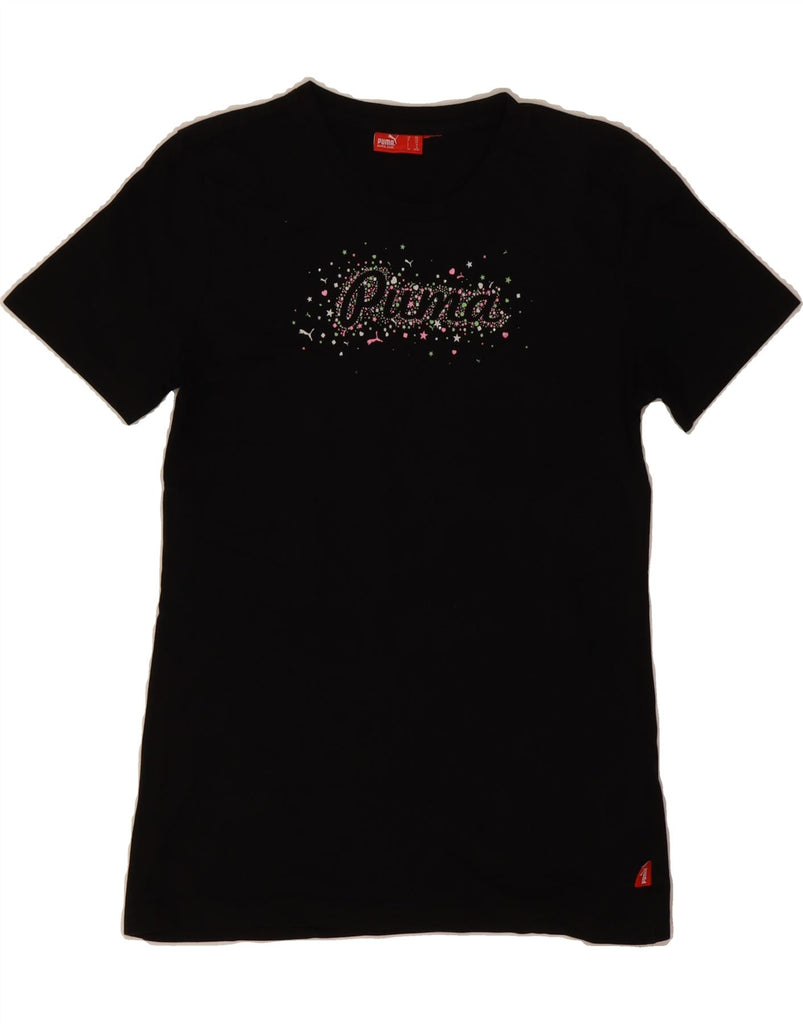 PUMA Girls Graphic T-Shirt Top 15-16 Years Black Cotton Vintage Puma and Second-Hand Puma from Messina Hembry 