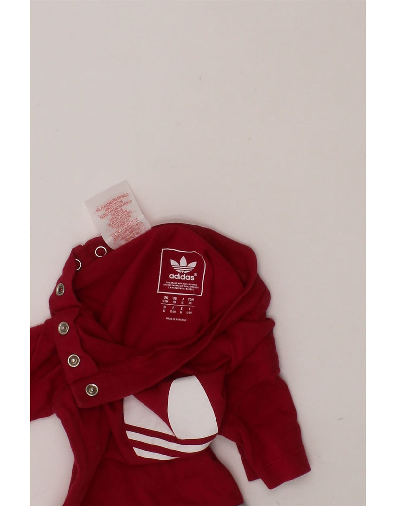ADIDAS Baby Girls Graphic T-Shirt Top 12-18 Months Burgundy Colourblock Vintage Adidas and Second-Hand Adidas from Messina Hembry 