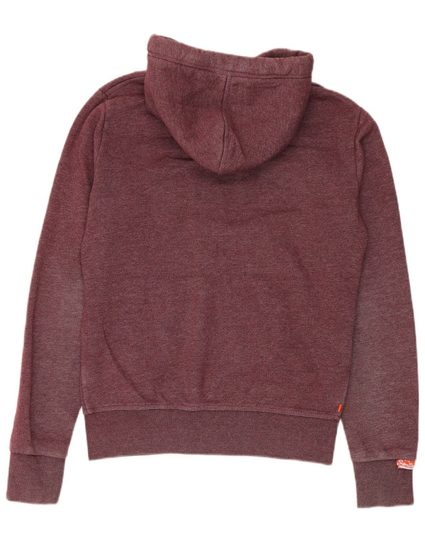 Superdry Mens Zip Hoodie Sweater Medium Maroon Flecked Cotton