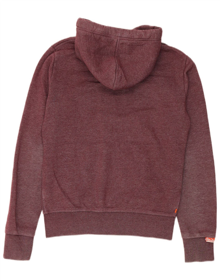 Superdry Mens Zip Hoodie Sweater Medium Maroon Flecked Cotton