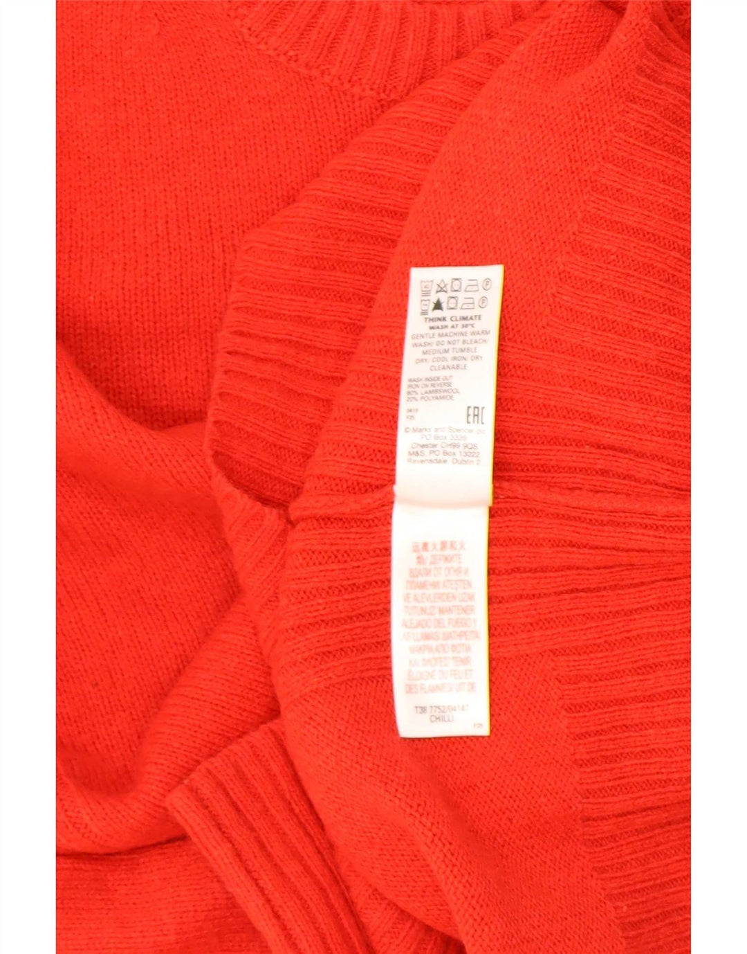 Marks & Spencer Womens Crew Neck Jumper Sweater UK 14 Large Red Wool