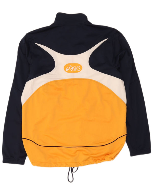 Asics Mens Tracksuit Top Jacket Large Navy Blue Colourblock Polyester