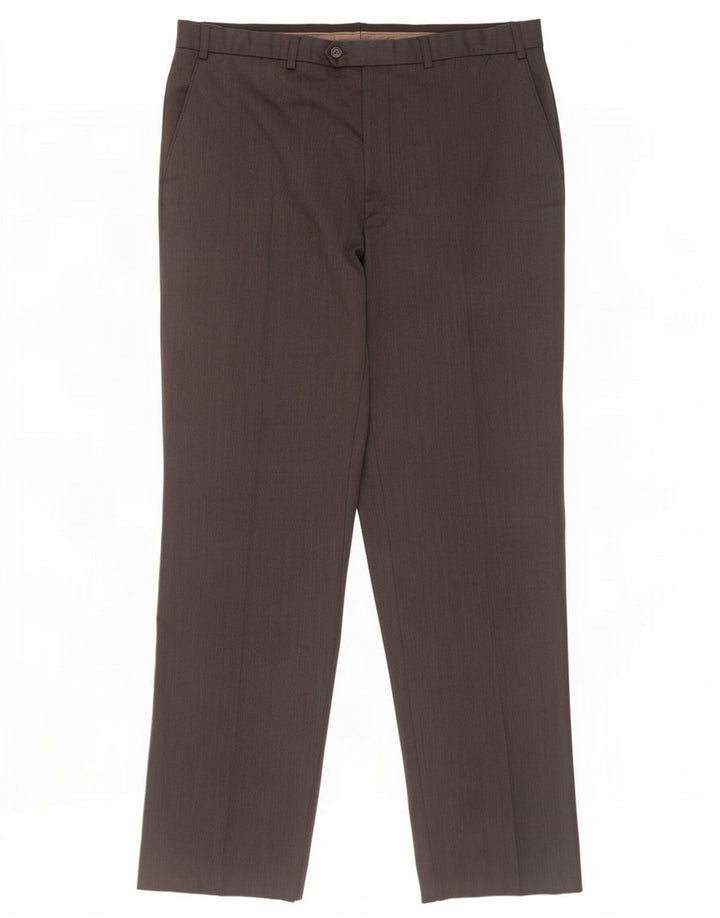 Marks & Spencer Mens Straight Suit Trousers W38 L33 Grey Wool