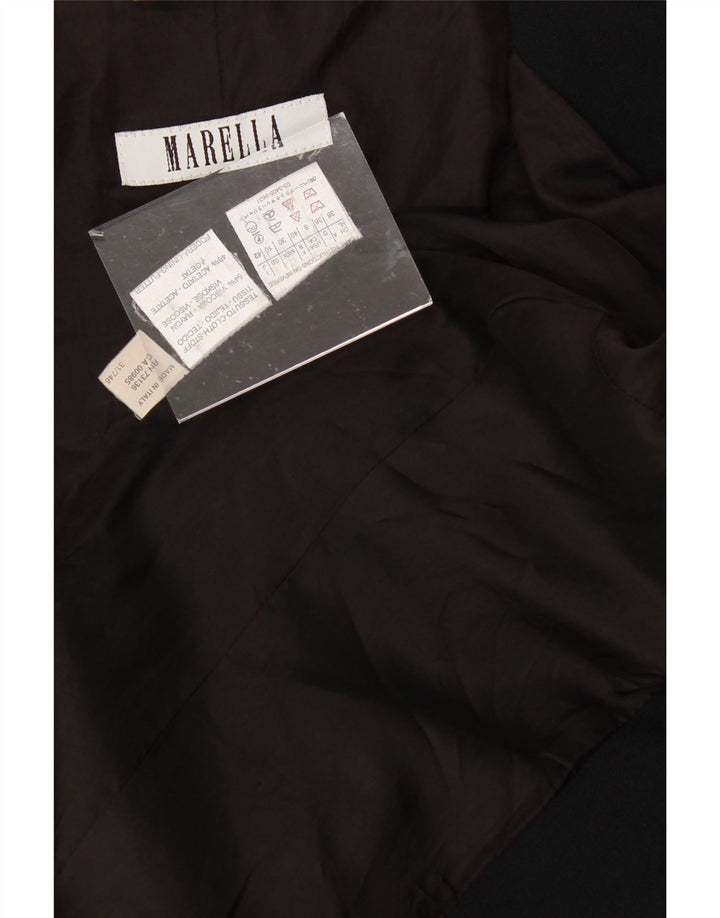 MARELLA Womens Open 3/4 Sleeve Blazer Jacket UK 10 Small Black Viscose