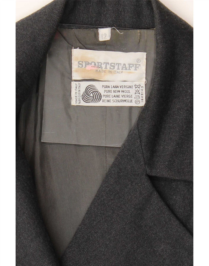 Sport Staff Womens 3 Button Blazer Jacket IT 42 Medium Grey Virgin Wool