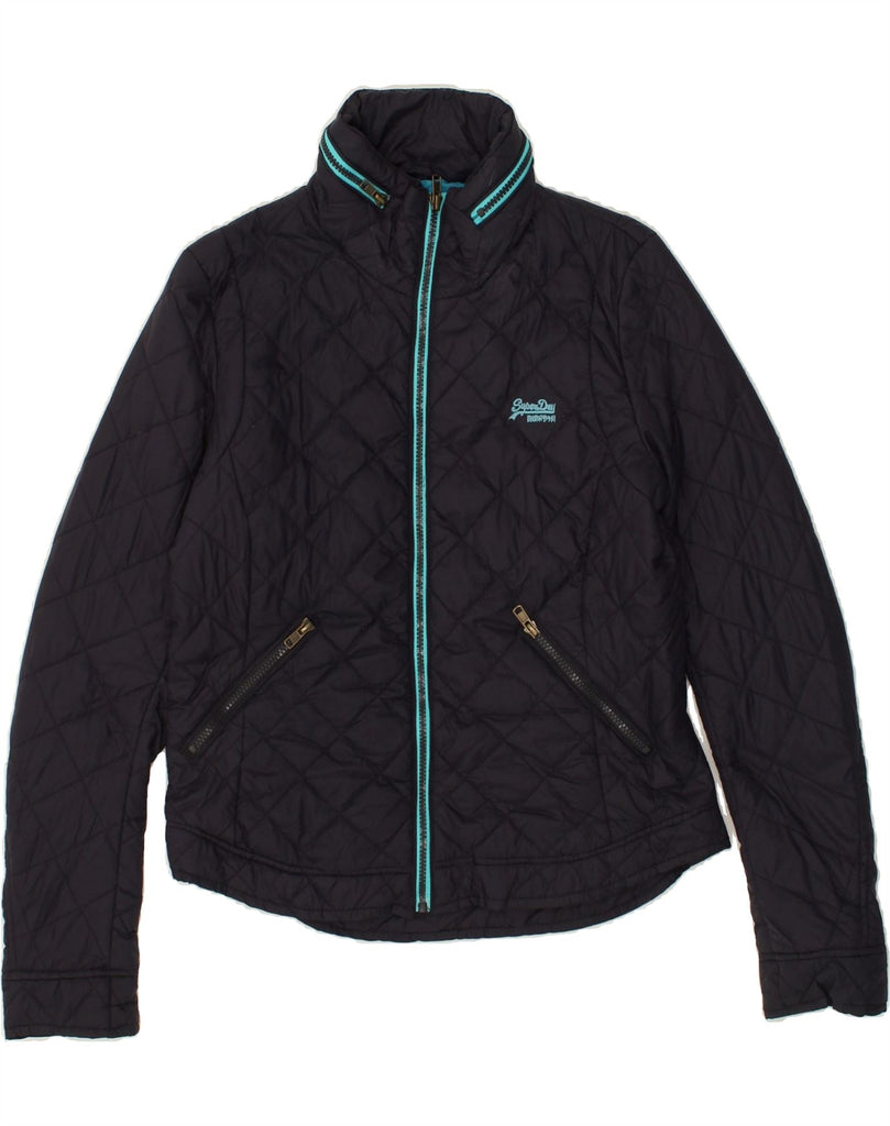 SUPERDRY Womens Quilted Jacket UK 14 Medium Navy Blue Nylon Vintage Superdry and Second-Hand Superdry from Messina Hembry 