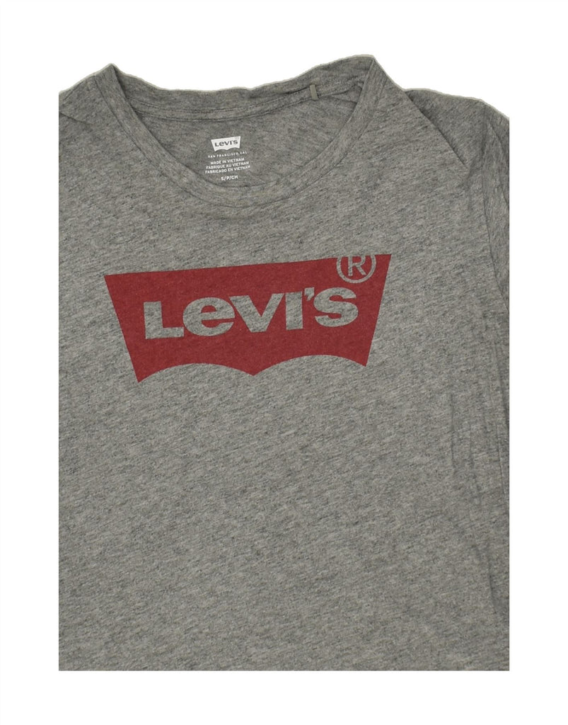 LEVI'S Womens Loose Fit Graphic T-Shirt Top UK 10 Small Grey Flecked Vintage Levi's and Second-Hand Levi's from Messina Hembry 